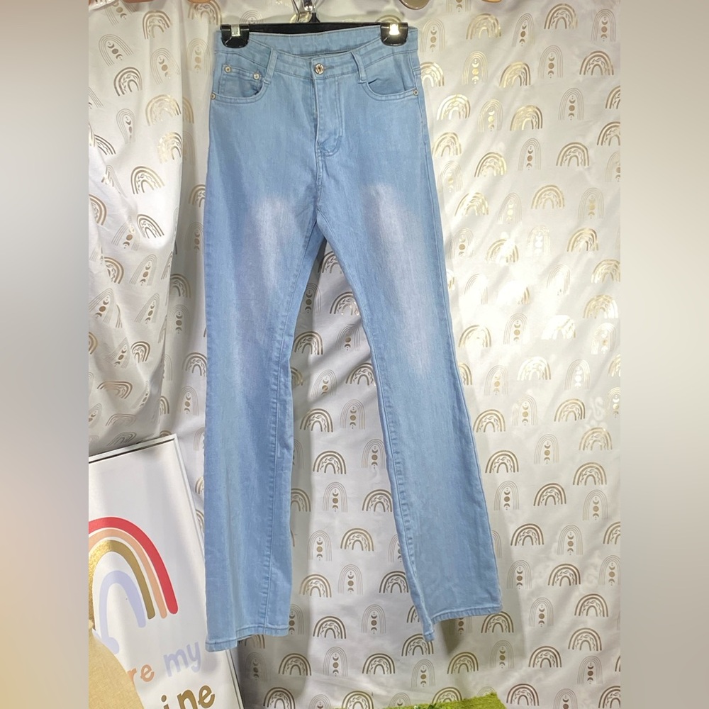 Light Blue Straight Leg Jeans